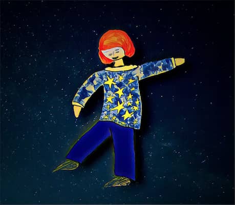 Alla ricerca di stelle - illustrazione di bambina